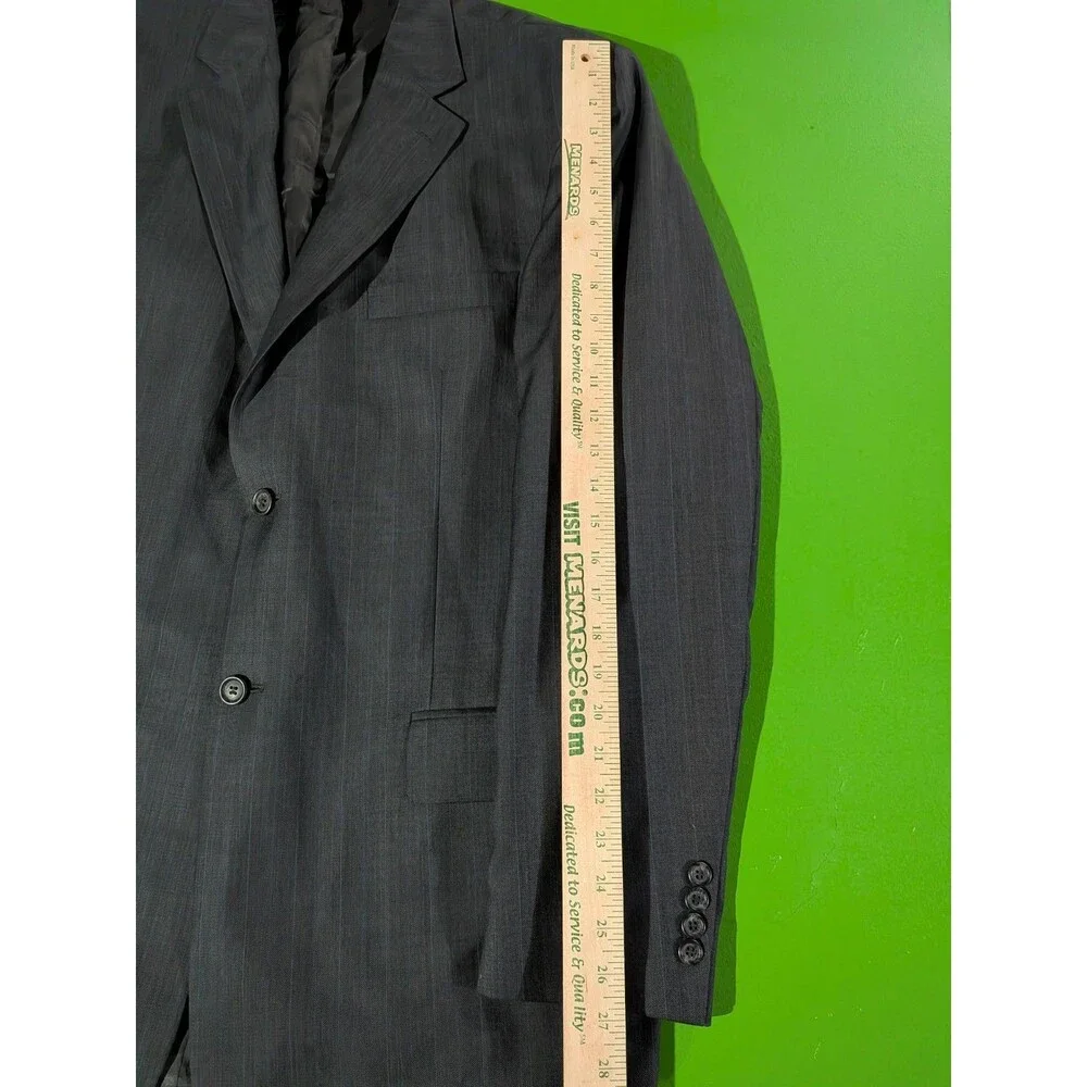 Pronto Uomo Suit Wool Zignone Super 100 Charcoal Gray Pin Striped 42 X Long 2pc